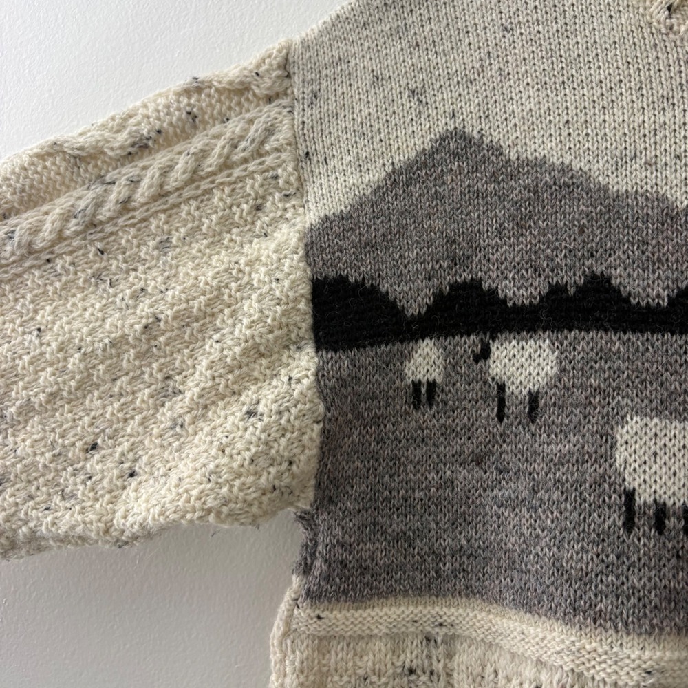 Glencroft Womens Large Pure Wool Sheep Landscape Cable Knit Sweater Made in UK - Picture 5 of 7